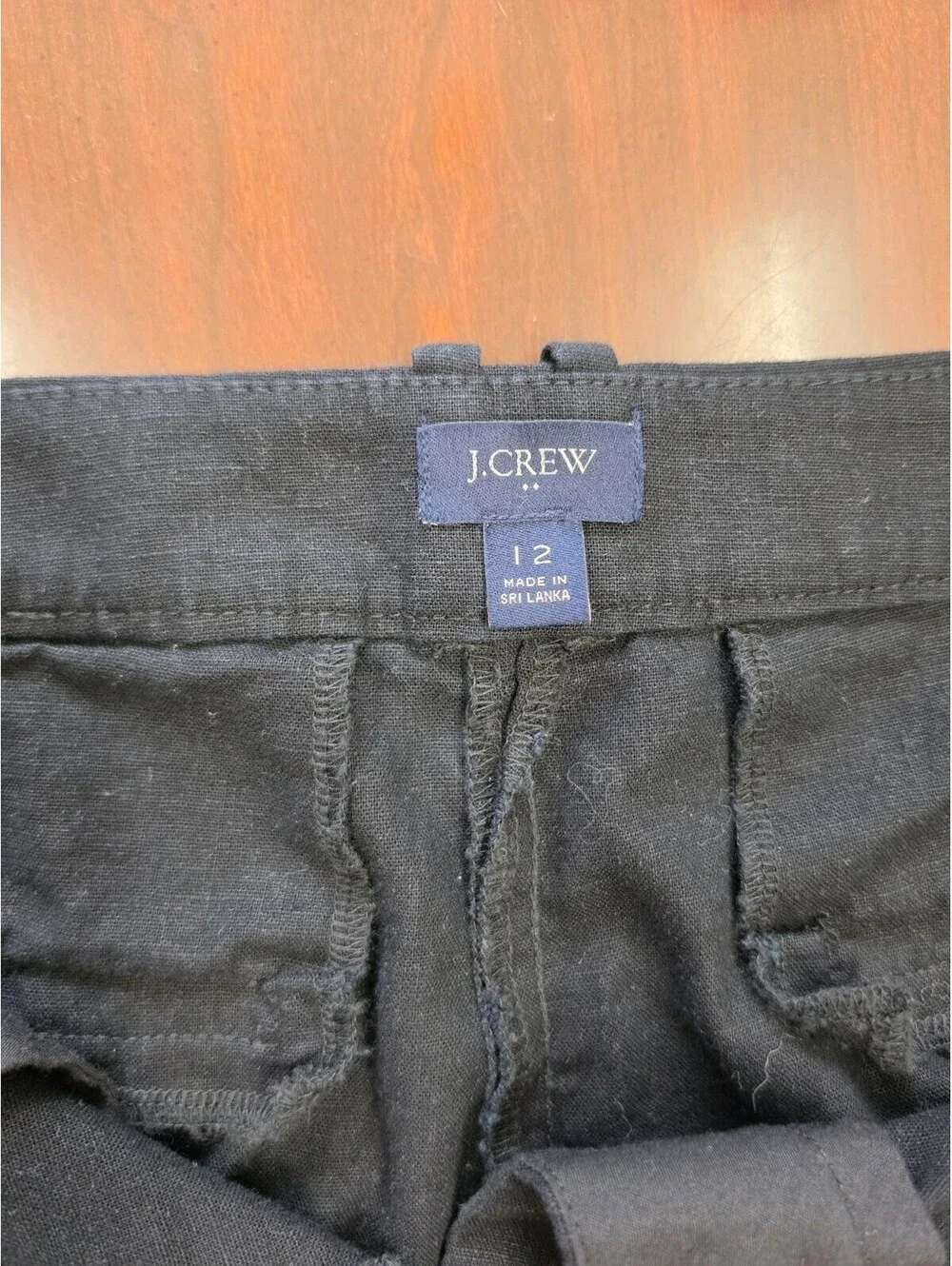 J Crew Womens Black Wide Leg Linen Blend Pants Size 12 Office Coastal Quiet Luxe